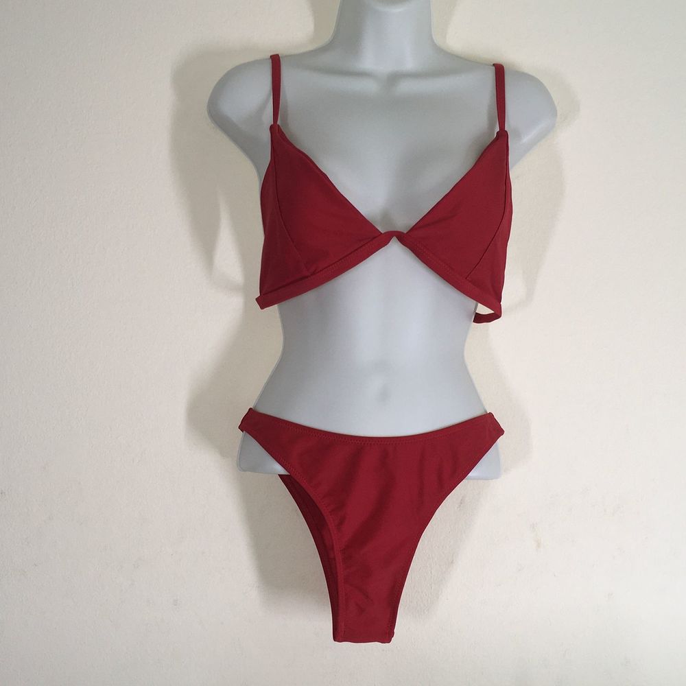 Reutter Solid Red Bikini Woman's Size Large - image 1